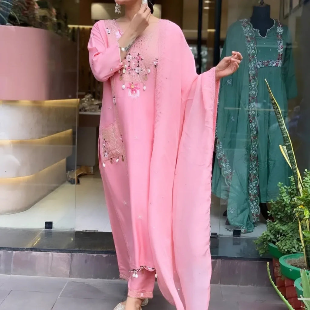 💖🌸 NEW RAYON ANARKALI KURTA SET IN ELEGANT PINK 🌸💖