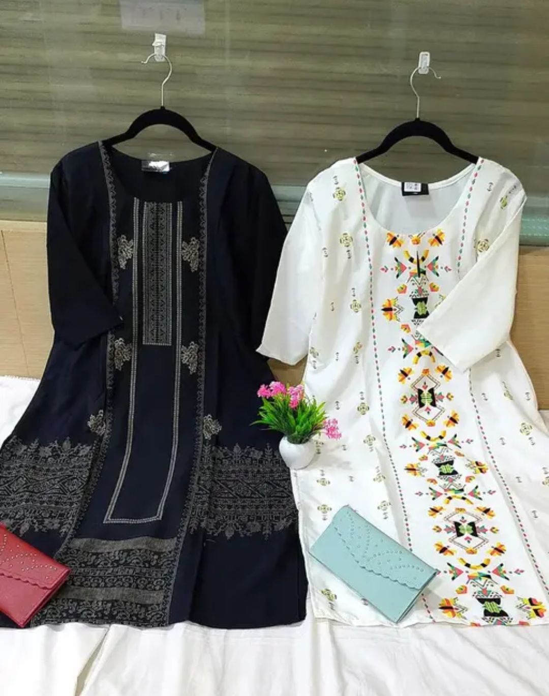 Premium Women’s Crepe Embroidered Kurti (Combo of 2)