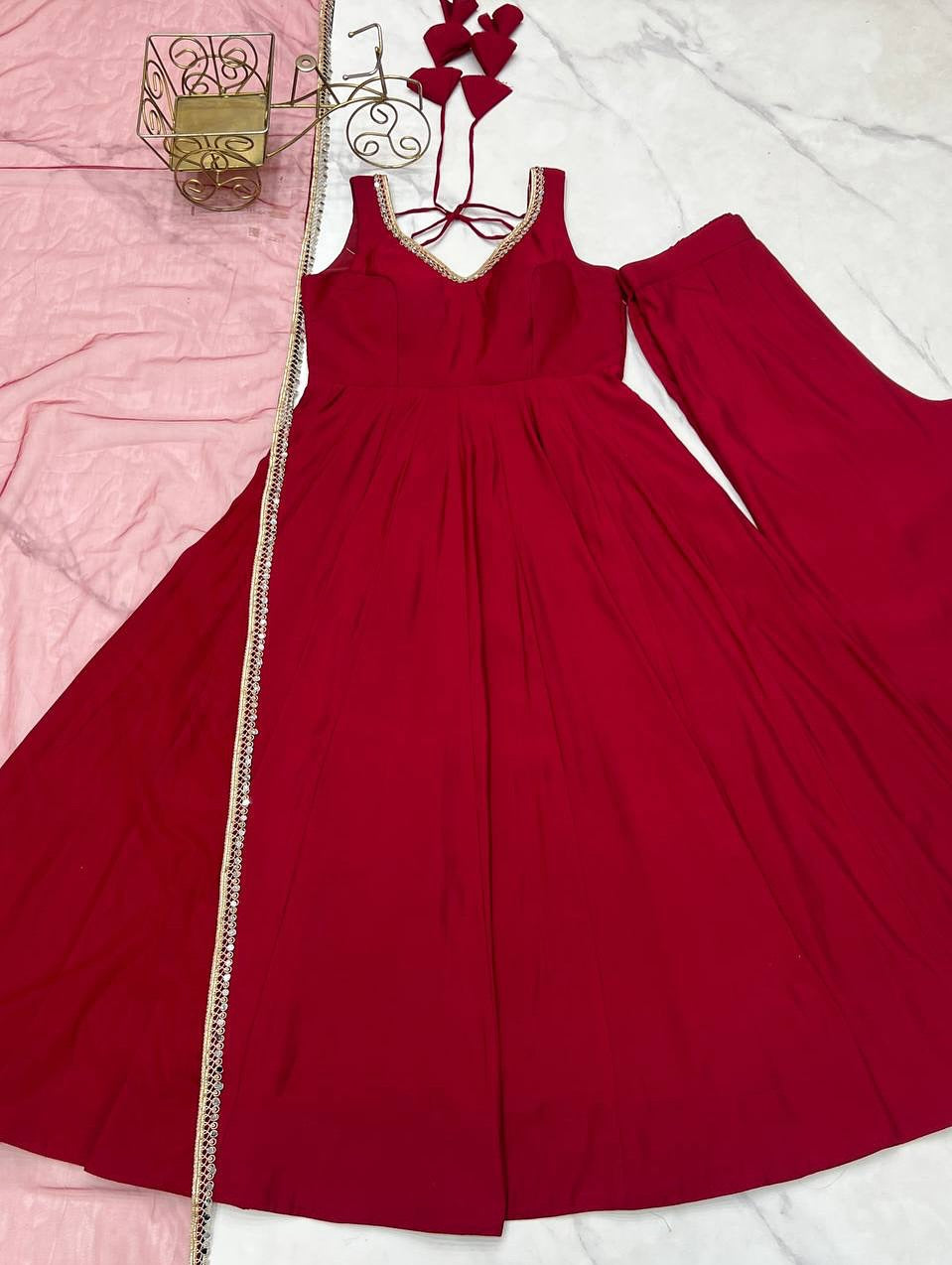 👑 PURE ROMANSILK CHANDERI ANARKALI 👑