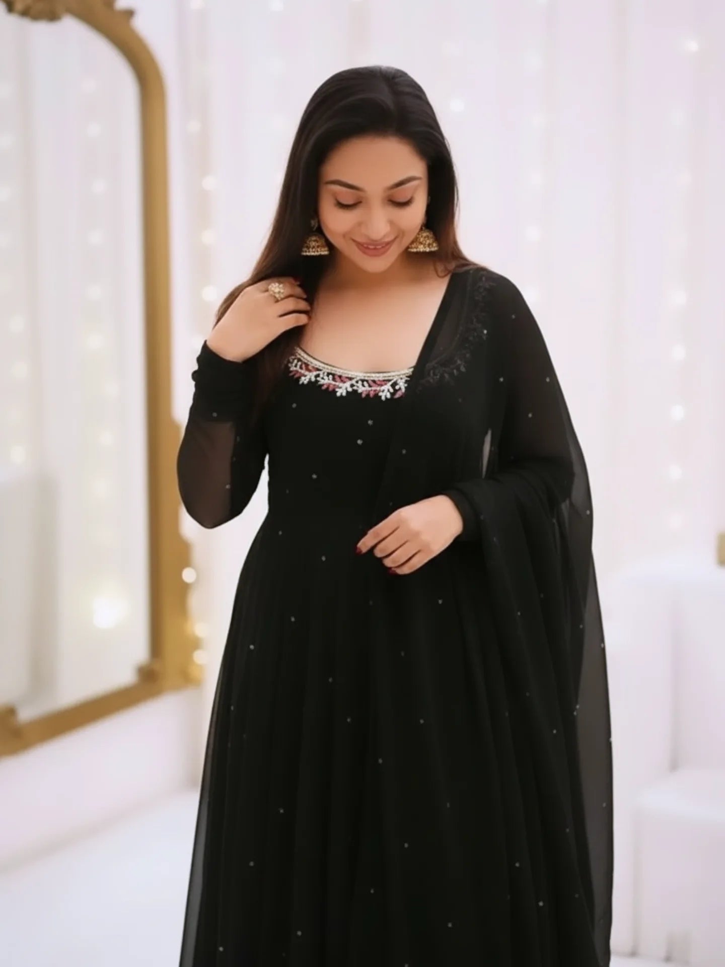 🖤✨ NEW DESIGNER COLLECTION – GEORGETTE EMBROIDERED GOWN SET ✨🖤