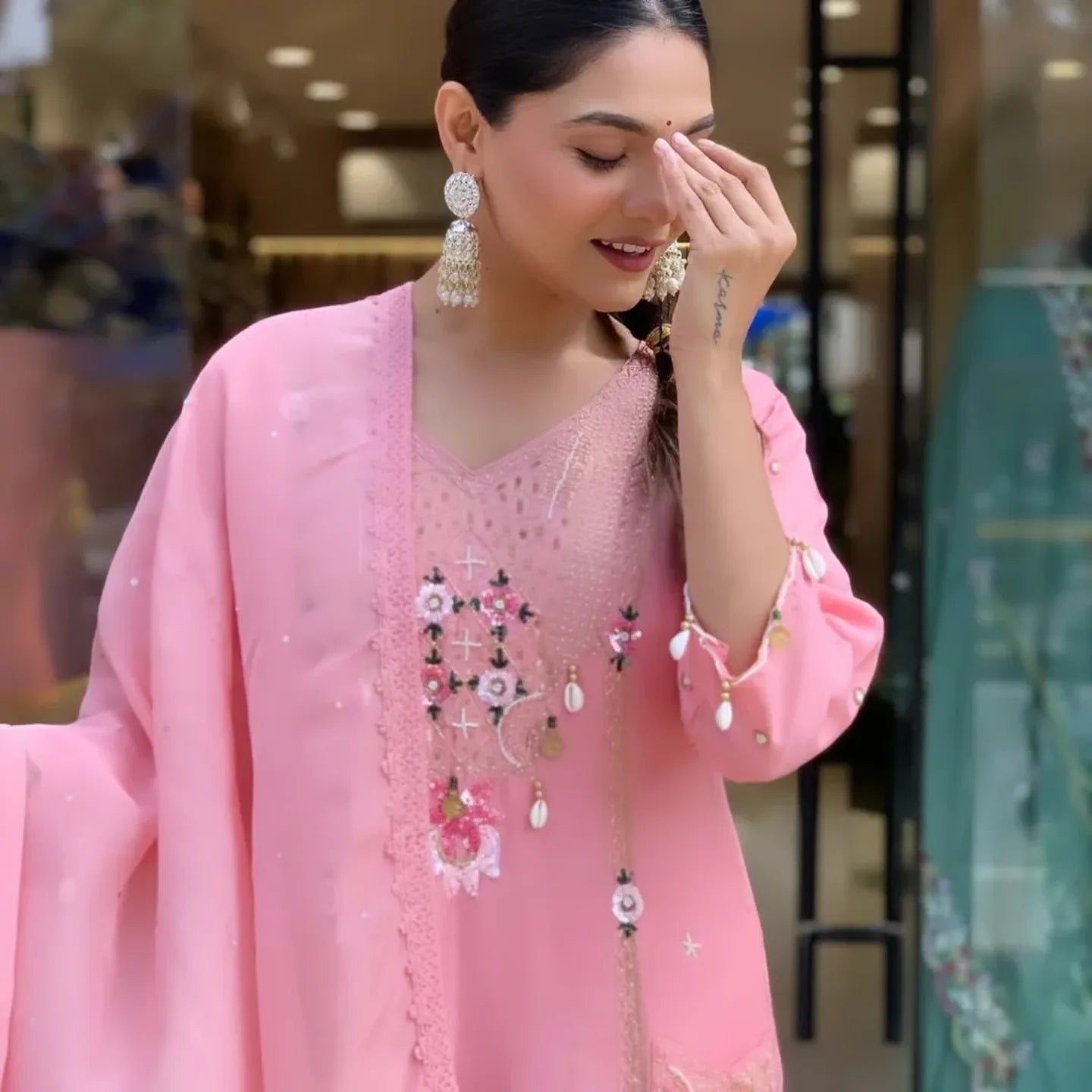 💖🌸 NEW RAYON ANARKALI KURTA SET IN ELEGANT PINK 🌸💖