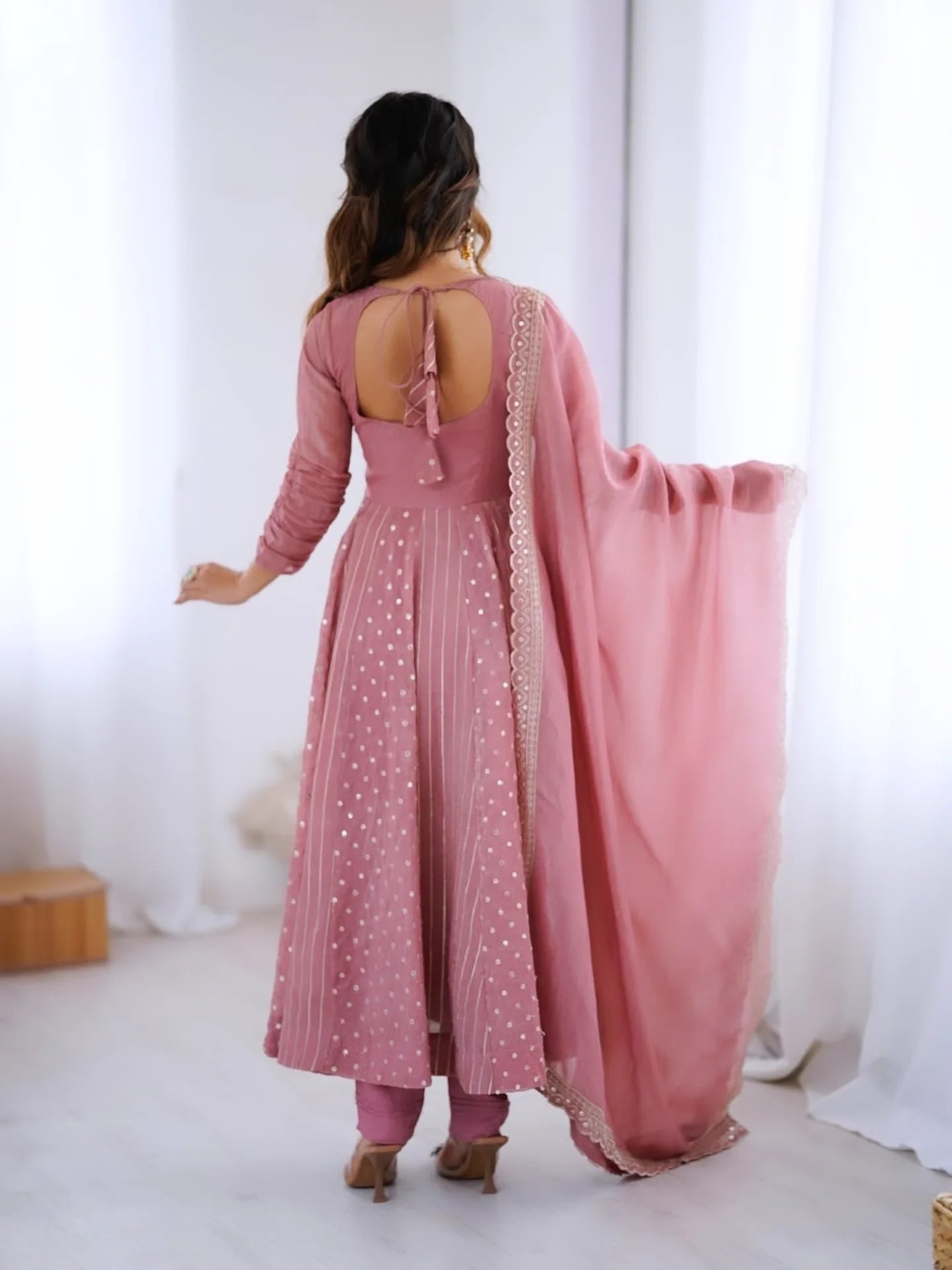 🌸💖 NEW PINK COLOR EMBROIDERY WORK GOWN SET 💖🌸