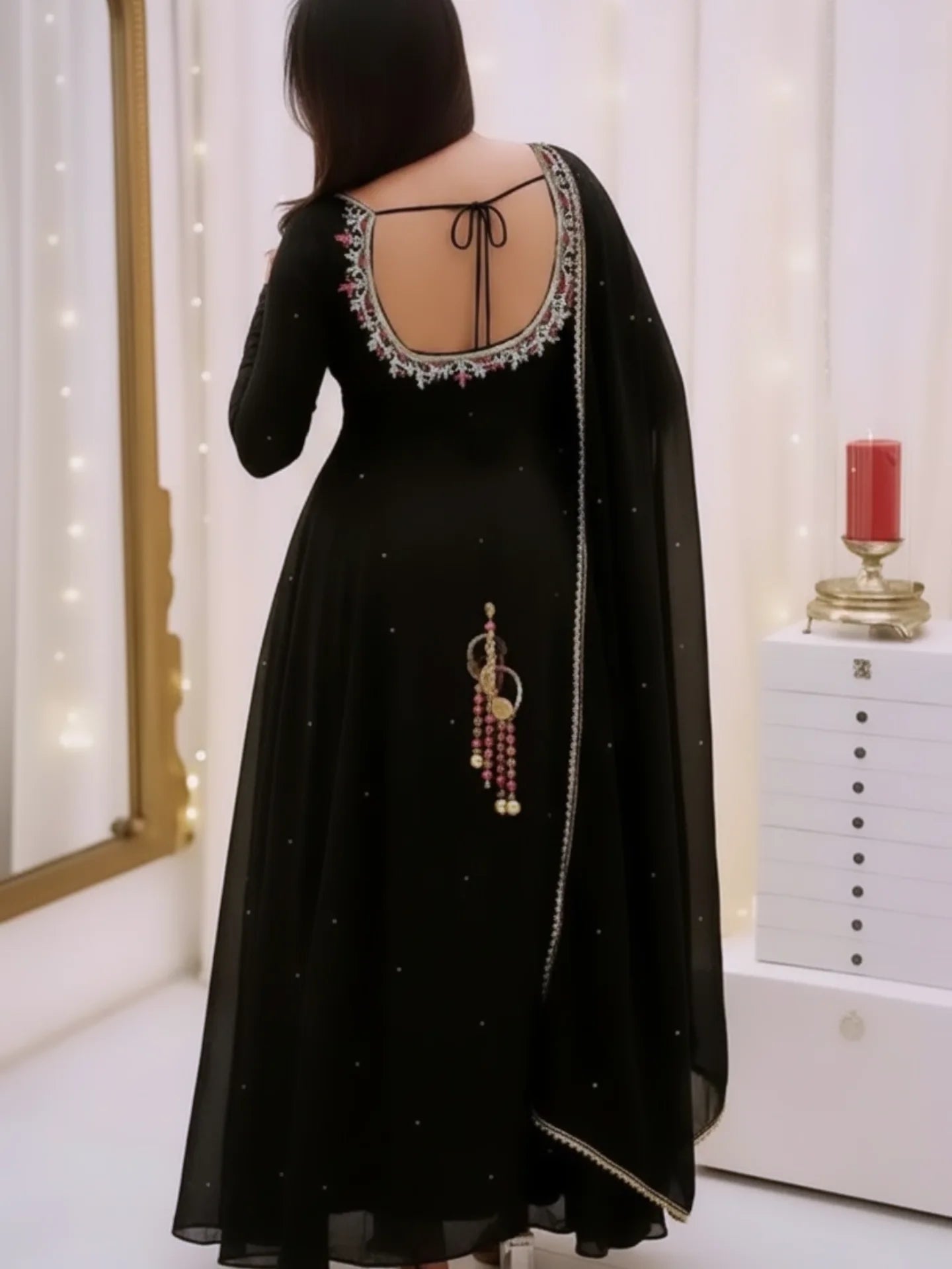 🖤✨ NEW DESIGNER COLLECTION – GEORGETTE EMBROIDERED GOWN SET ✨🖤