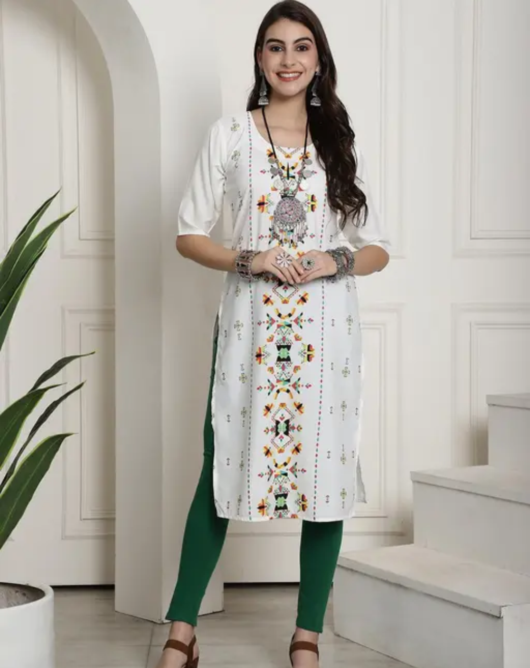 Premium Women’s Crepe Embroidered Kurti (Combo of 2)